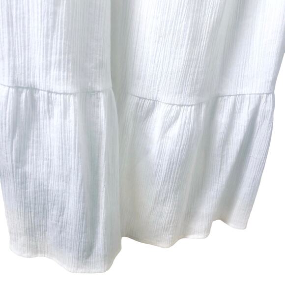 Ann Taylor LOFT NEW Size 8 Crochet Eyelet Tie Top Tiered White Midi Dress - Picture 8 of 10